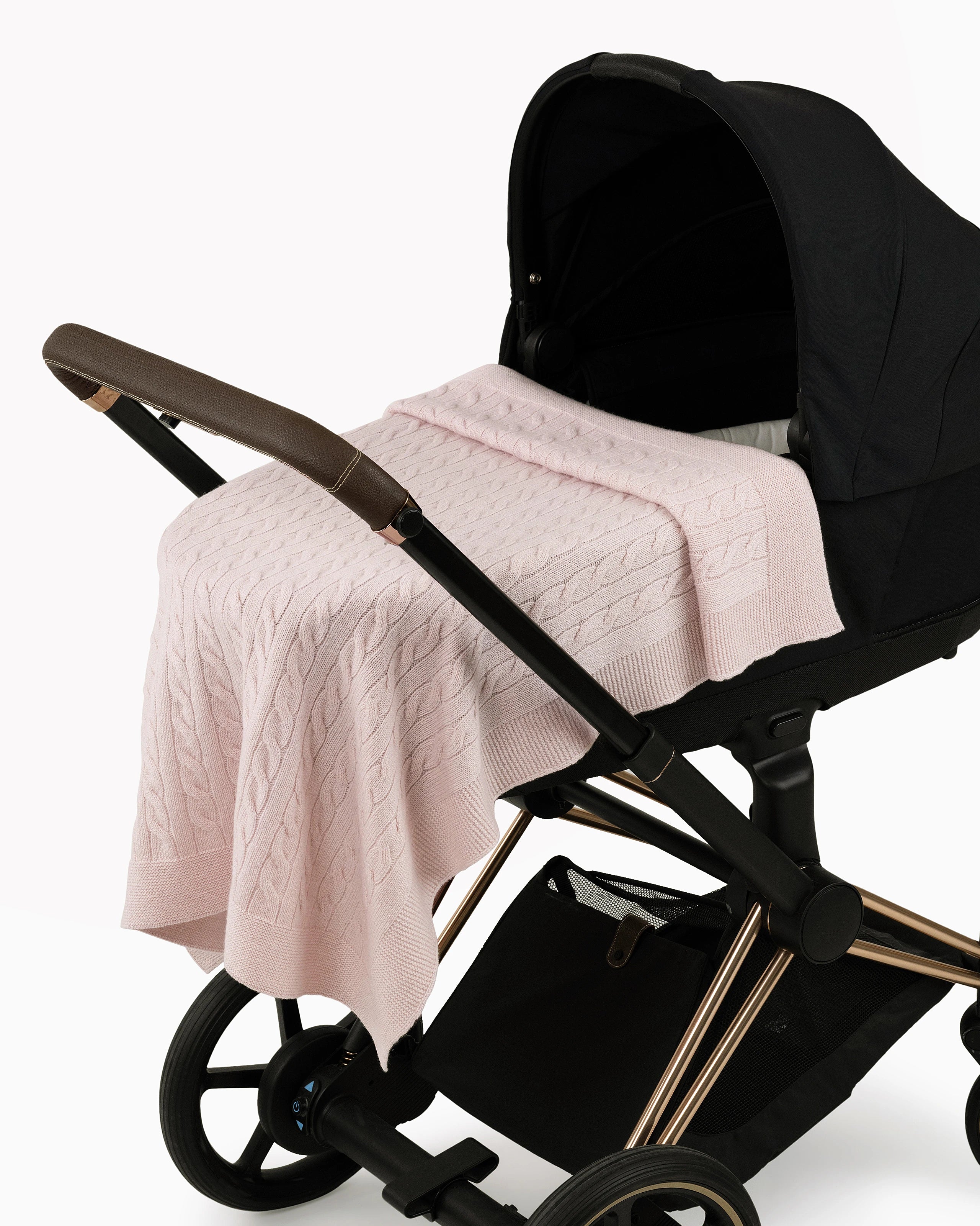 Cable Knit Baby Blanket - Pink Cashmere