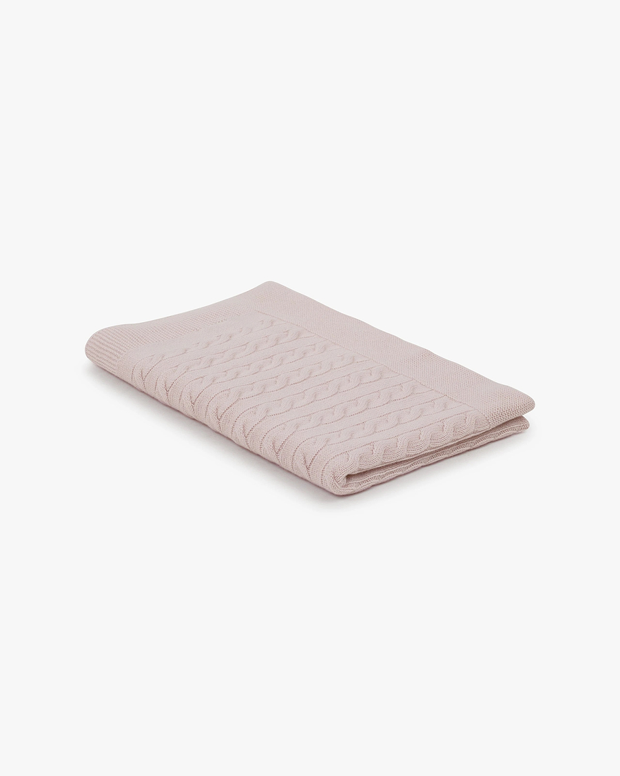 Cable Knit Baby Blanket - Pink Cashmere