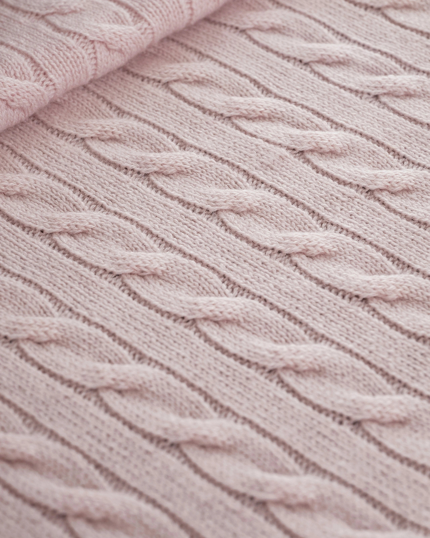 Cable Knit Baby Blanket - Pink Cashmere