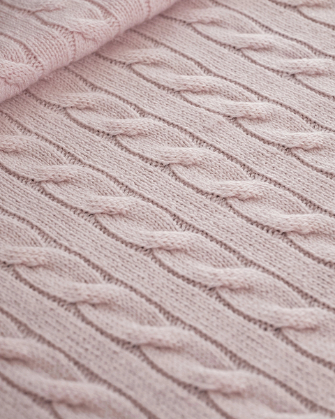 Cable Knit Baby Blanket - Pink Cashmere