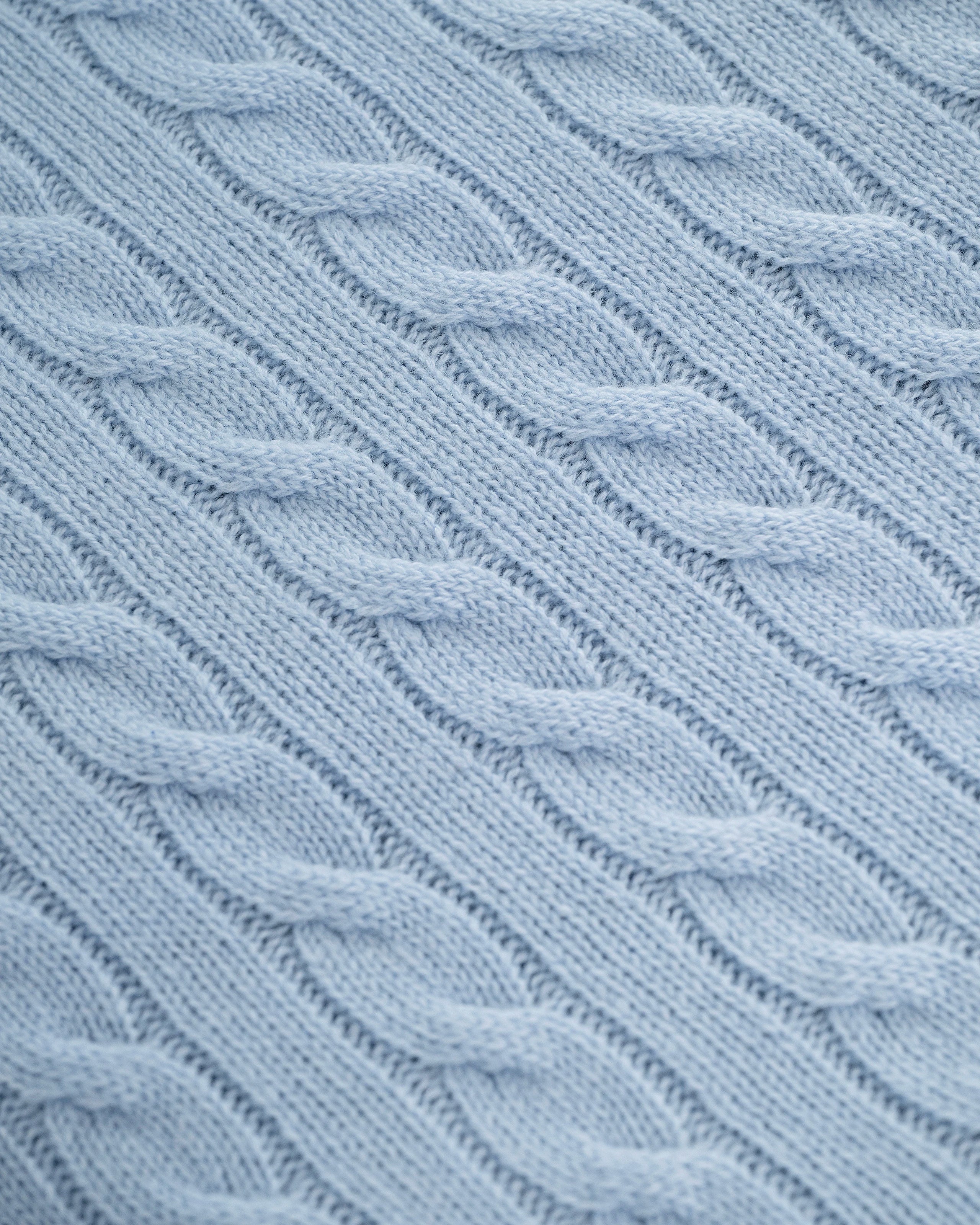Cable Knit Baby Blanket - Light Blue Cashmere