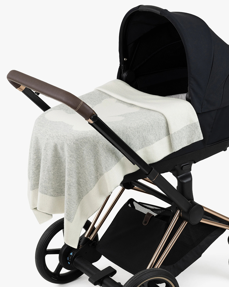 Teddy Bear Baby Blanket - Light Grey Cashmere