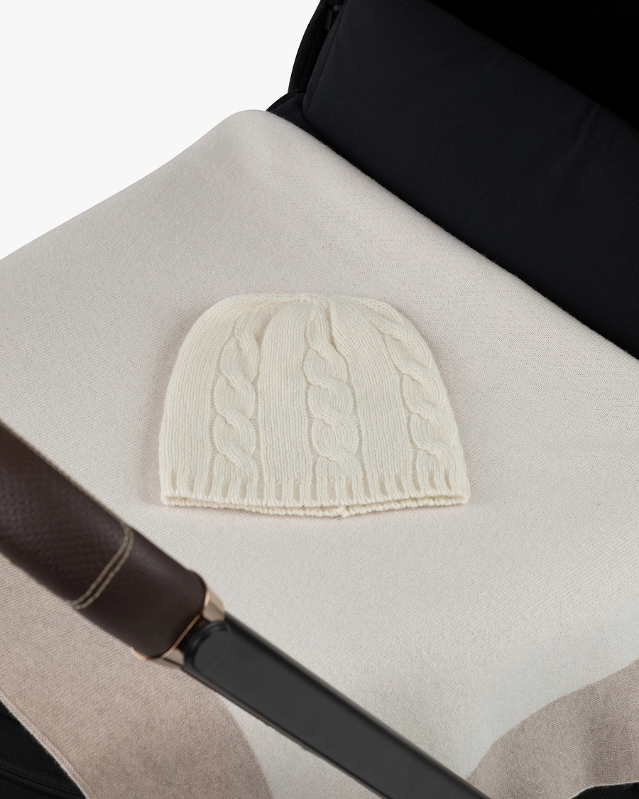 Cable Knit Baby Hat - White Cashmere