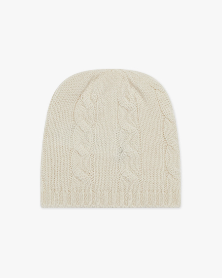 Cable Knit Baby Hat - White Cashmere