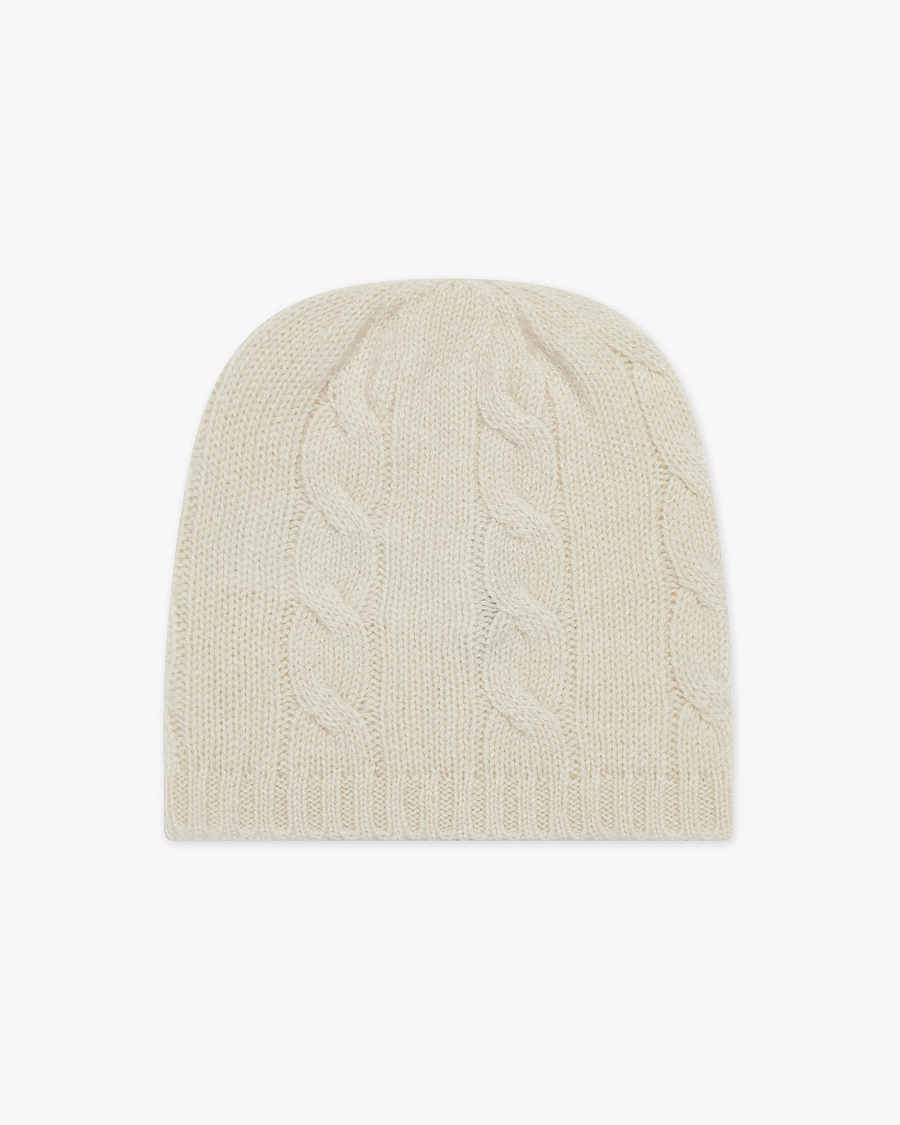 Cable Knit Baby Hat - White Cashmere