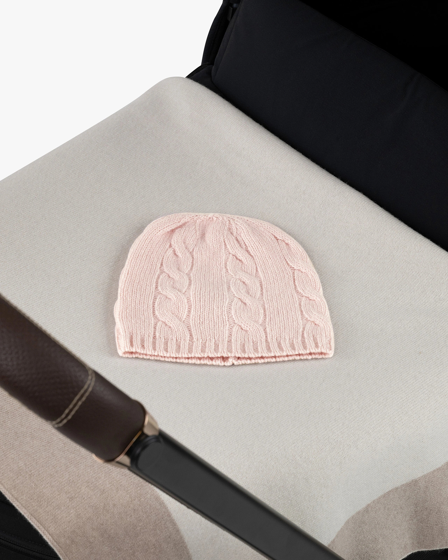 Cable Knit Baby Hat - Pink Cashmere