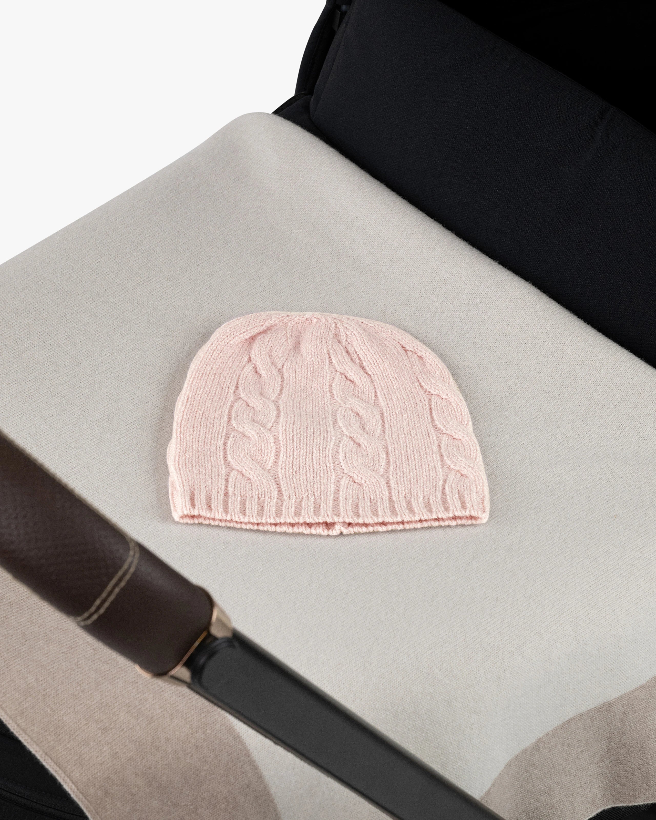 Cable Knit Baby Hat - Pink Cashmere