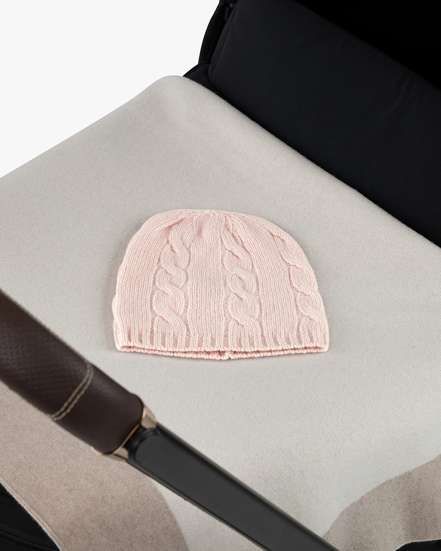 Cable Knit Baby Hat - Pink Cashmere