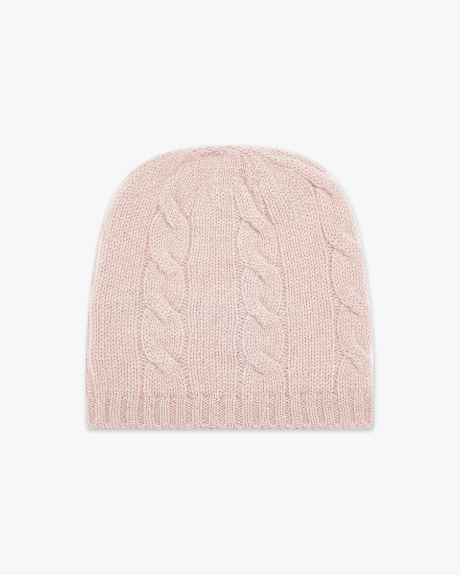Cable Knit Baby Hat - Pink Cashmere