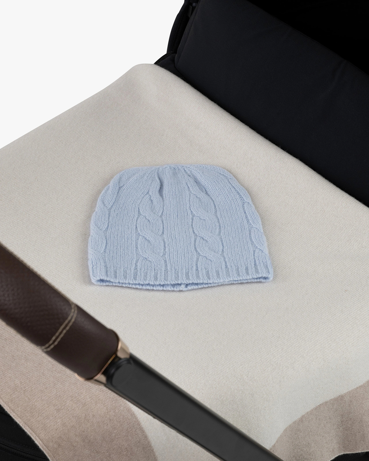 Cable Knit Baby Hat - Light Blue Cashmere