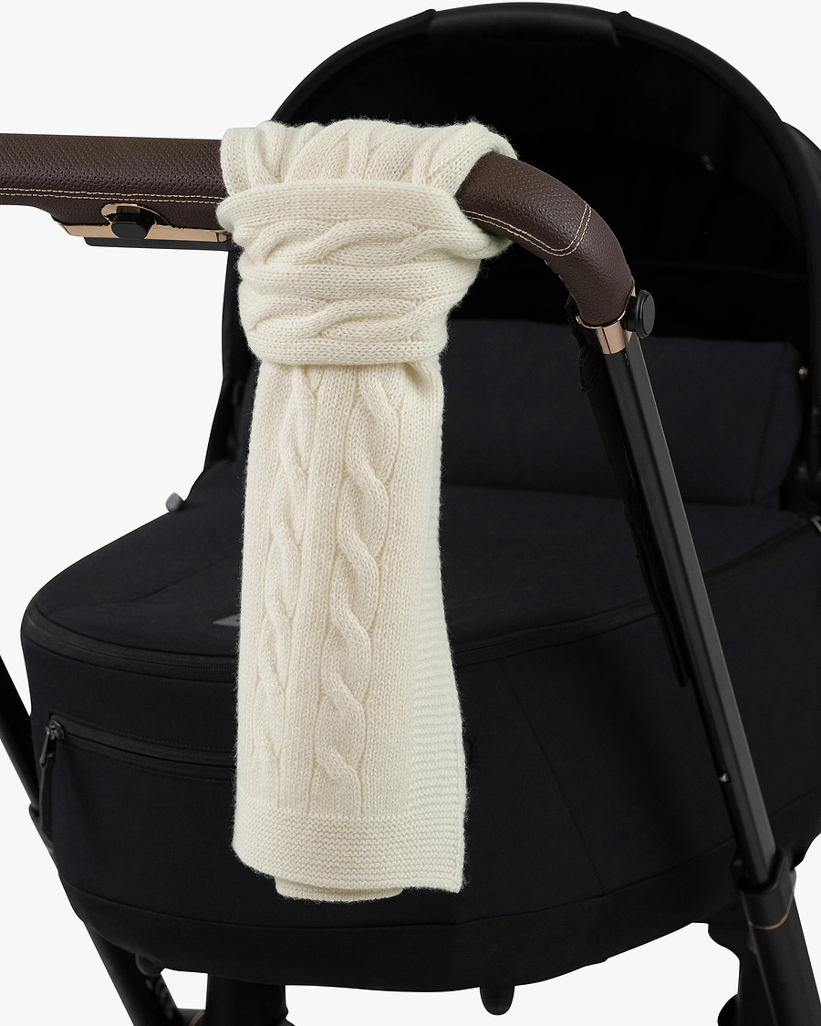 Cable Knit Baby Scarf - White Cashmere