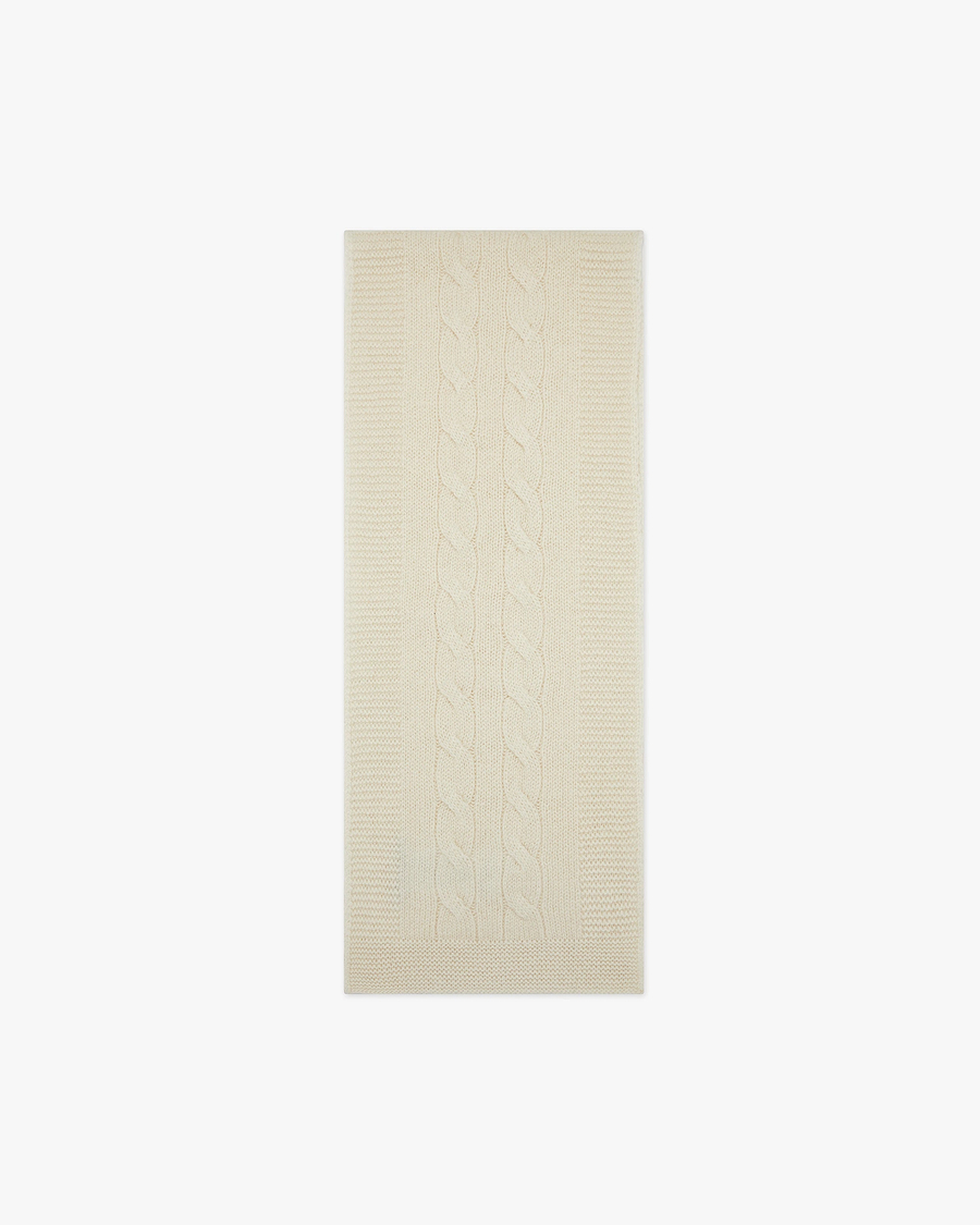 Cable Knit Baby Scarf - White Cashmere