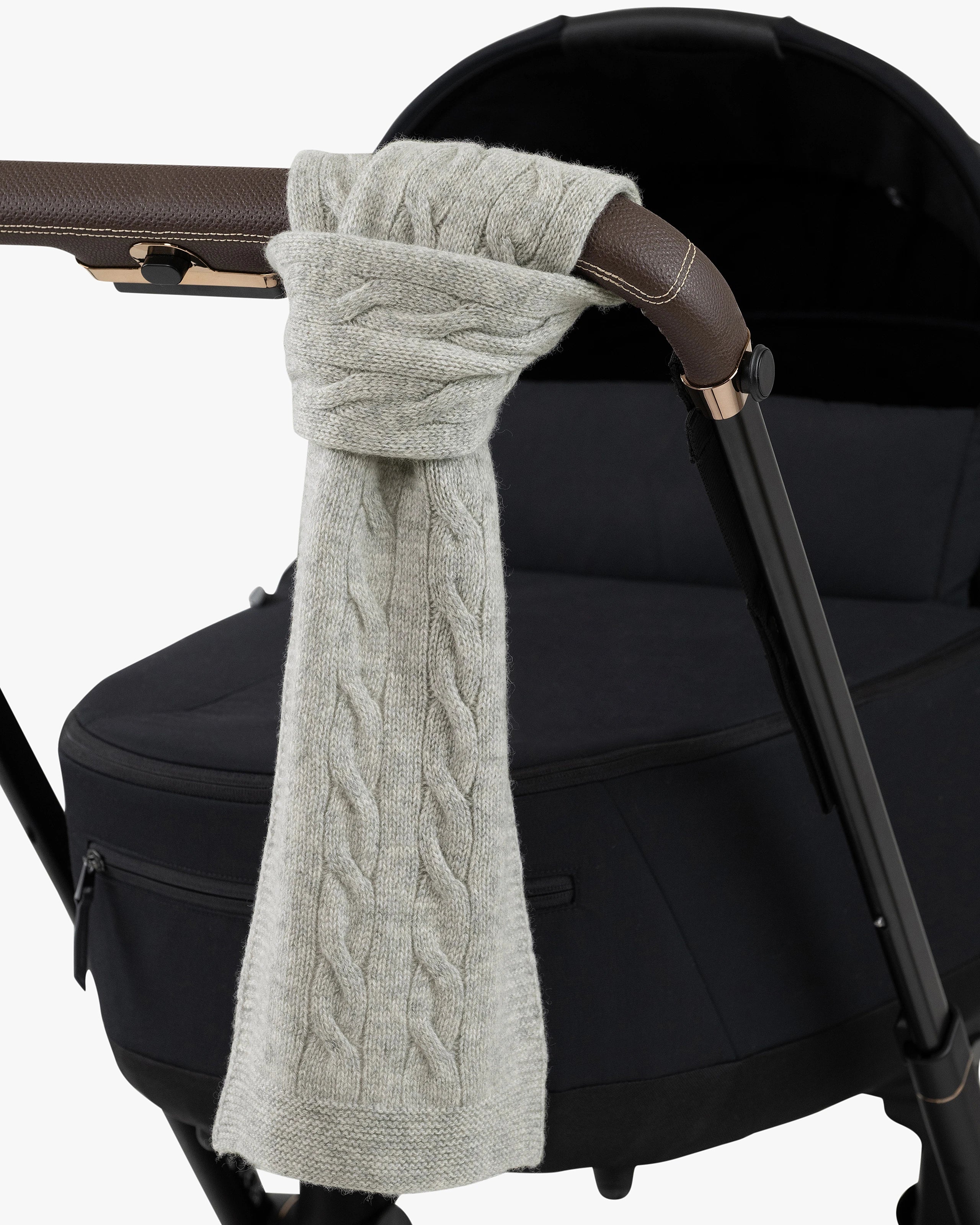 Cable Knit Baby Scarf - Light Grey Cashmere