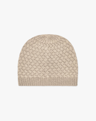 Basket Weave Beanie - Beige Cashmere