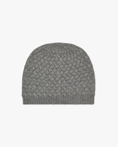 Basket Weave Beanie - Medium Grey Cashmere