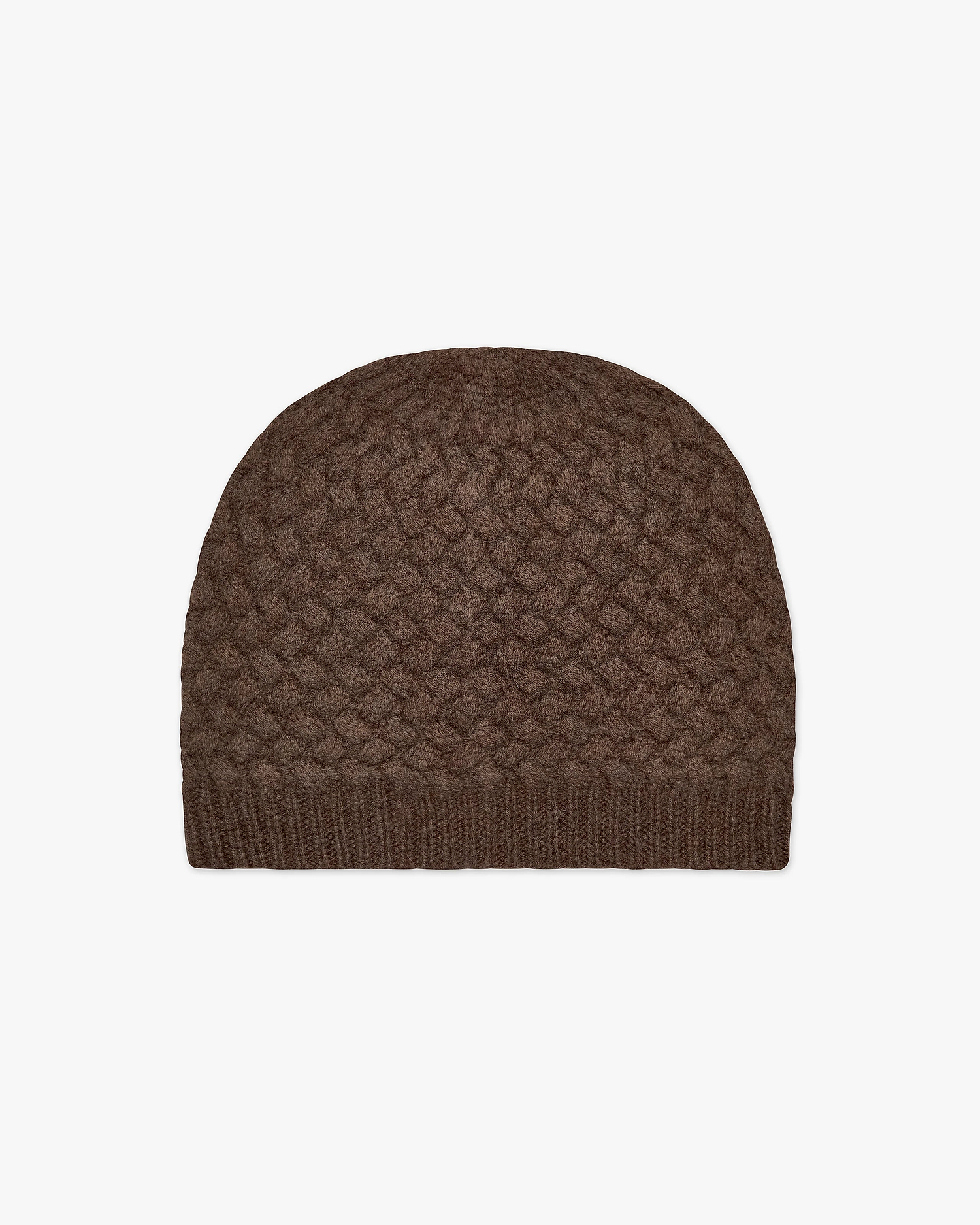 Basket Weave Beanie - Brown Cashmere