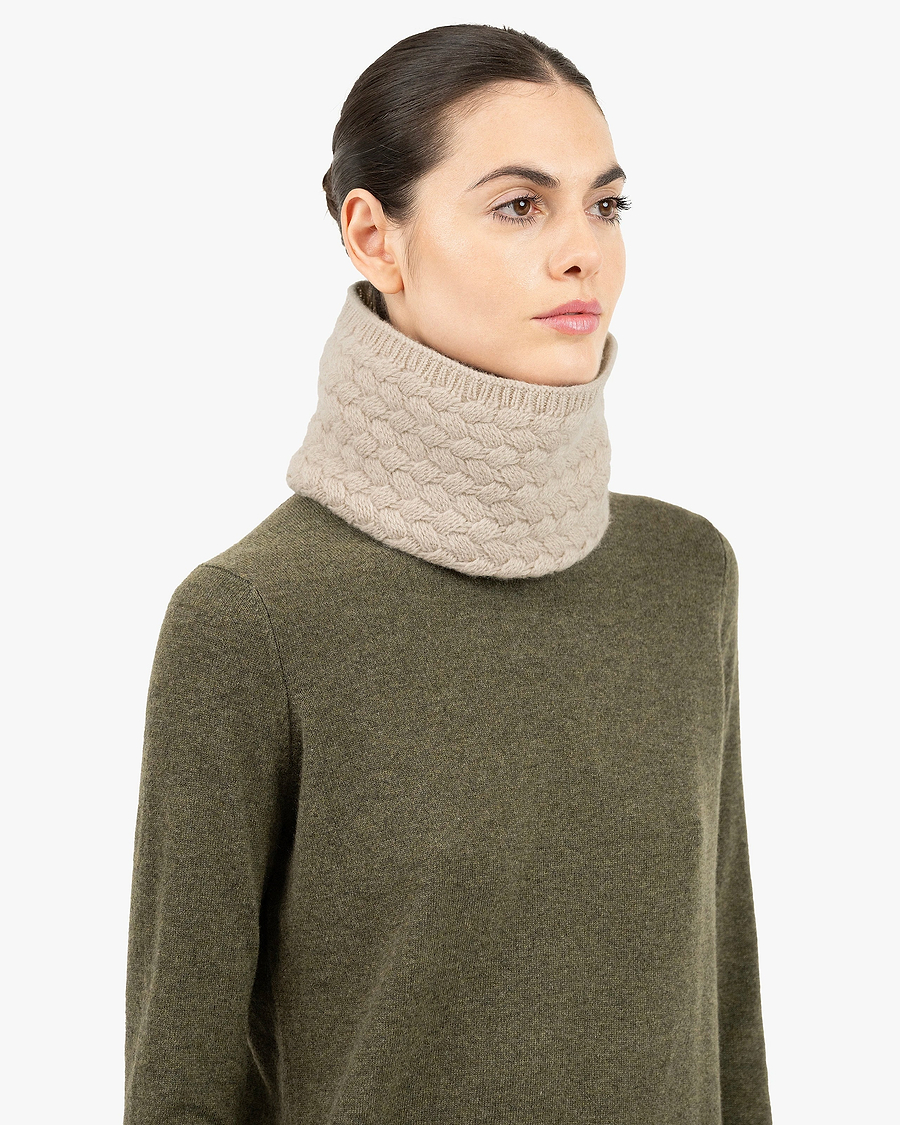 Basket Weave Scarf - Beige Cashmere