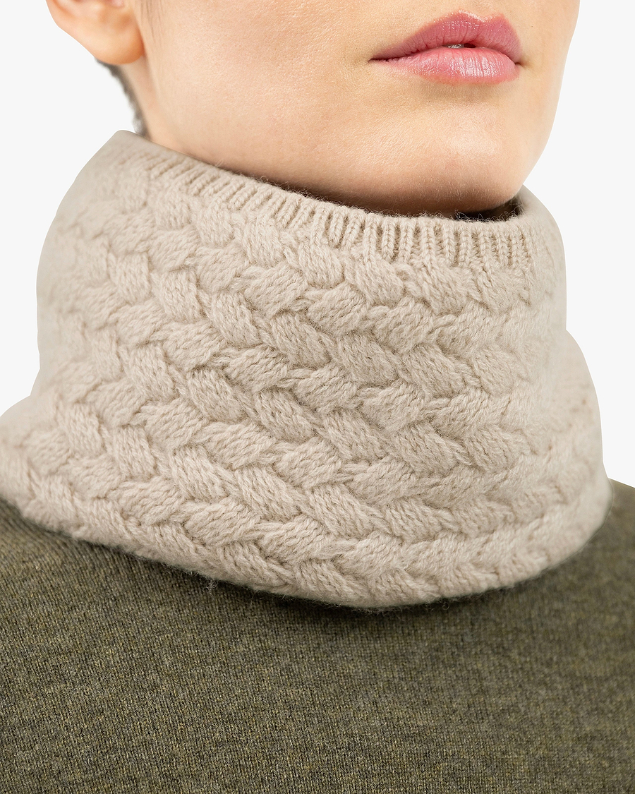 Basket Weave Scarf - Beige Cashmere