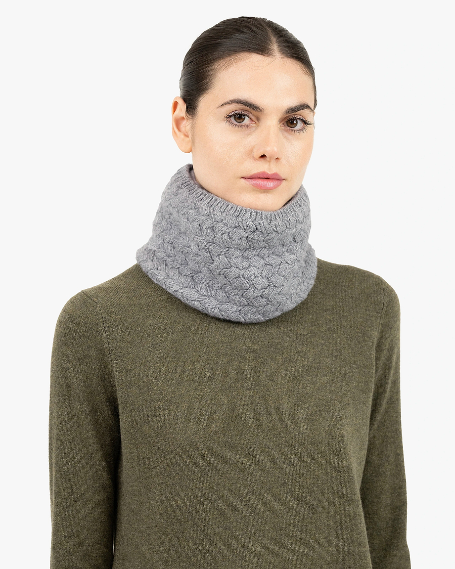 Basket Weave Scarf - Medium Grey Cashmere