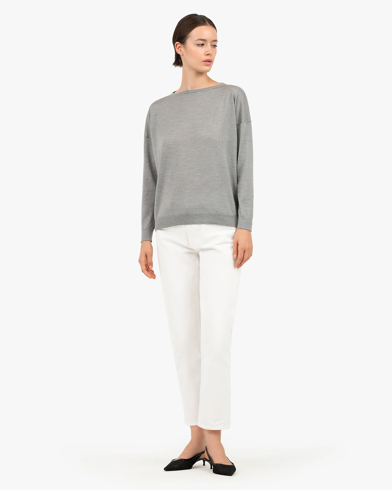 Belvoir Extrafine Boat Neck Sweater - Grey | MaisonCashmere
