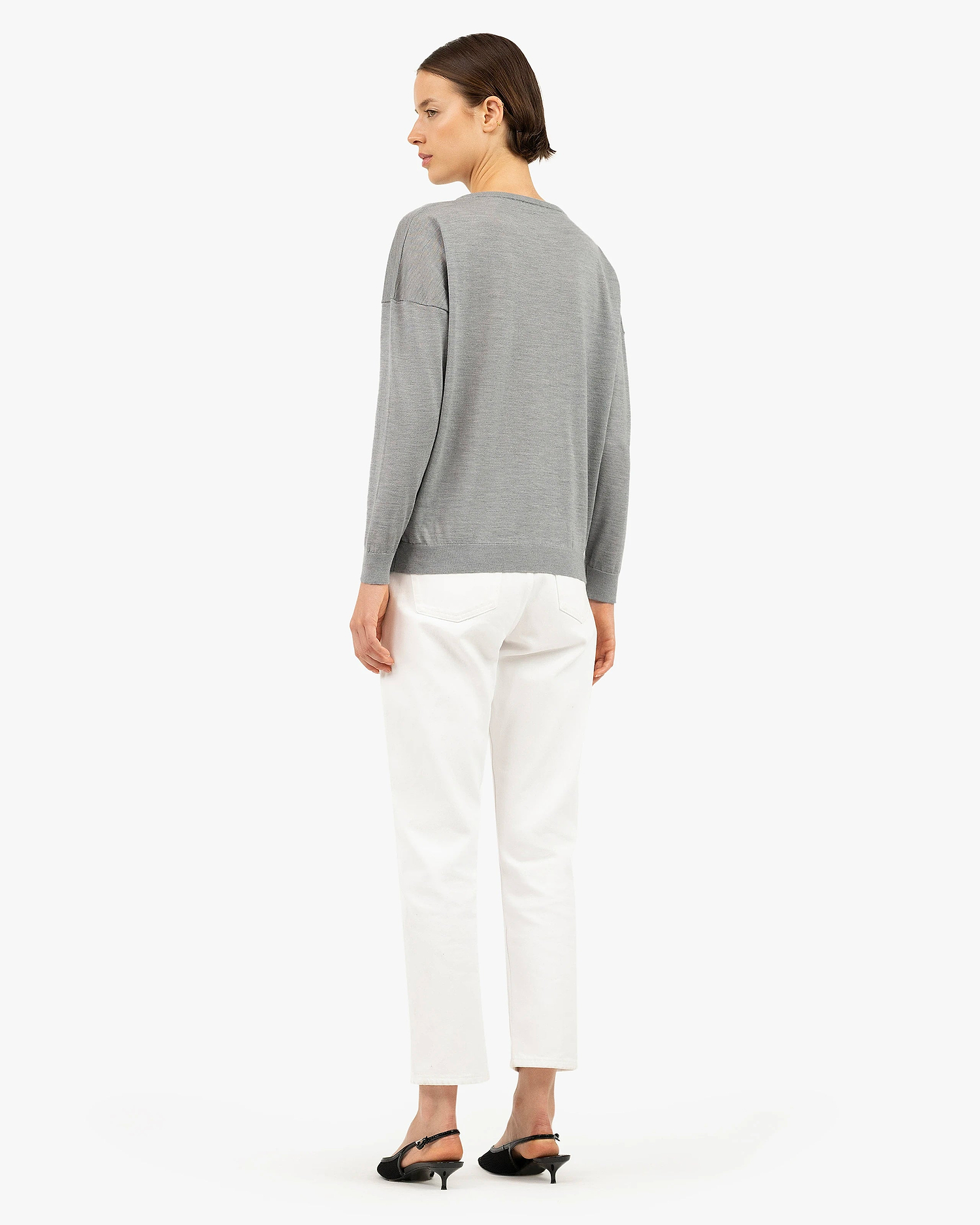 Belvoir Boat Neck Sweater - Grey Cashmere / Seta