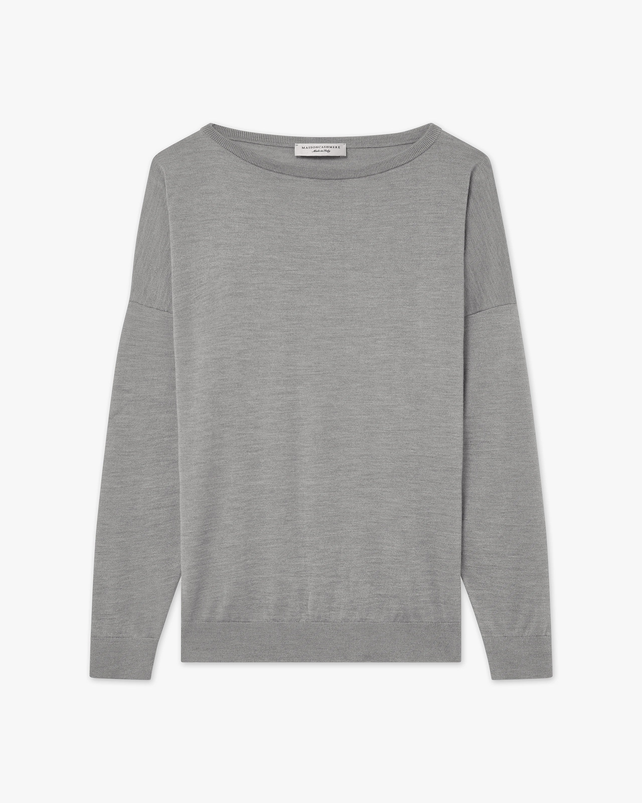 Belvoir Boat Neck Sweater - Grey Cashmere / Seta