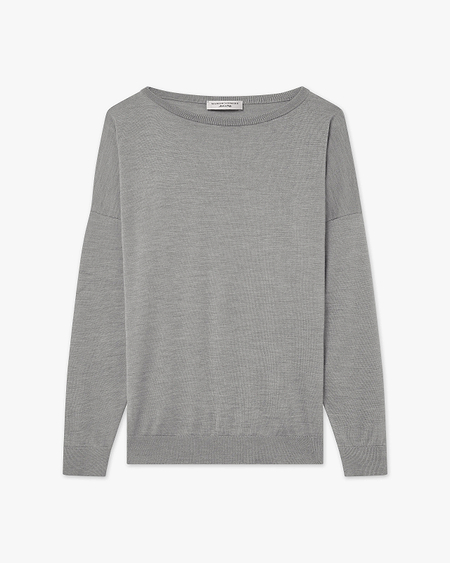 Belvoir Boat Neck Sweater - Grey Cashmere / Seta