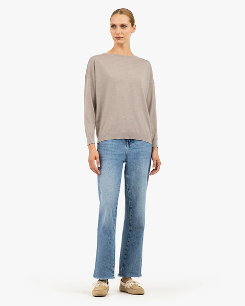Belvoir Boat Neck Sweater - Beige Cashmere / Seta