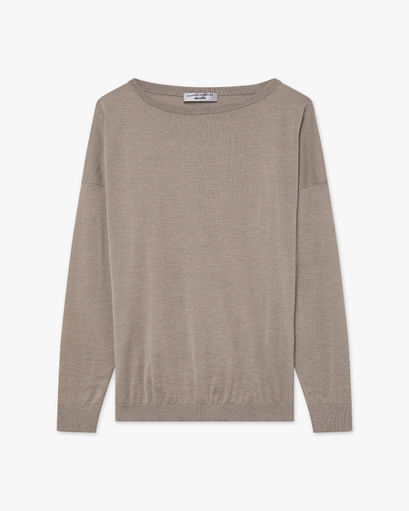 Belvoir Boat Neck Sweater - Beige Cashmere / Seta