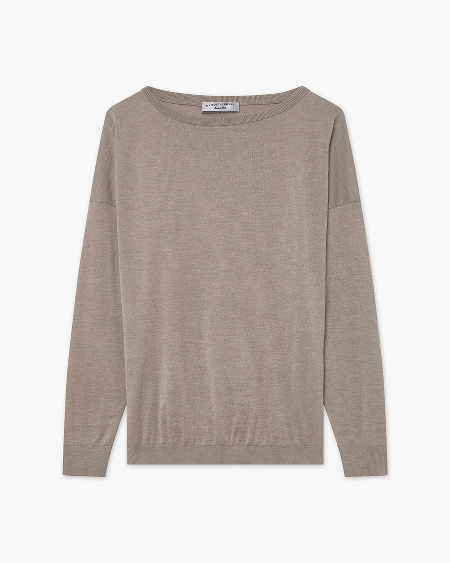 Belvoir Boat Neck Sweater - Beige Cashmere / Seta