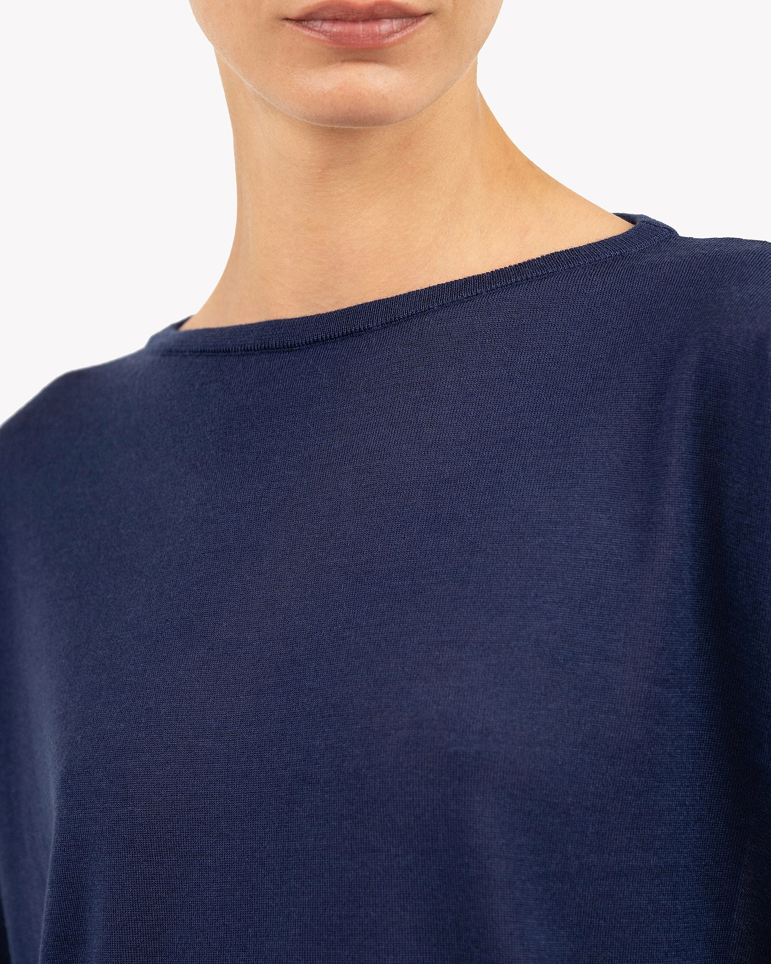 Belvoir Boat Neck Sweater - Blue Cashmere / Seta