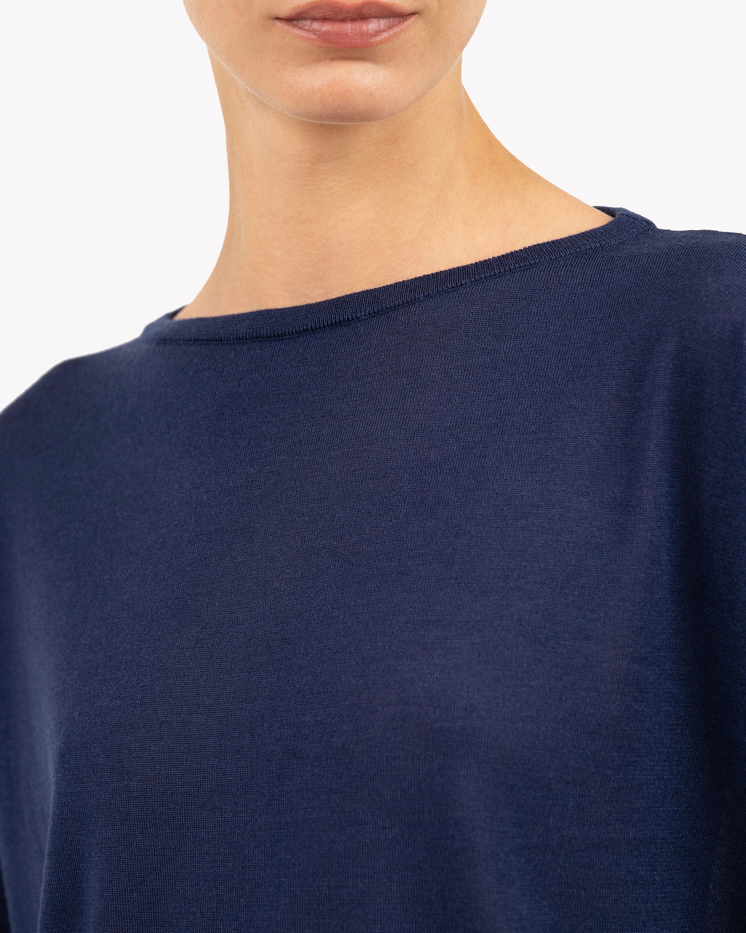 Belvoir Boat Neck Sweater - Blue Cashmere / Seta