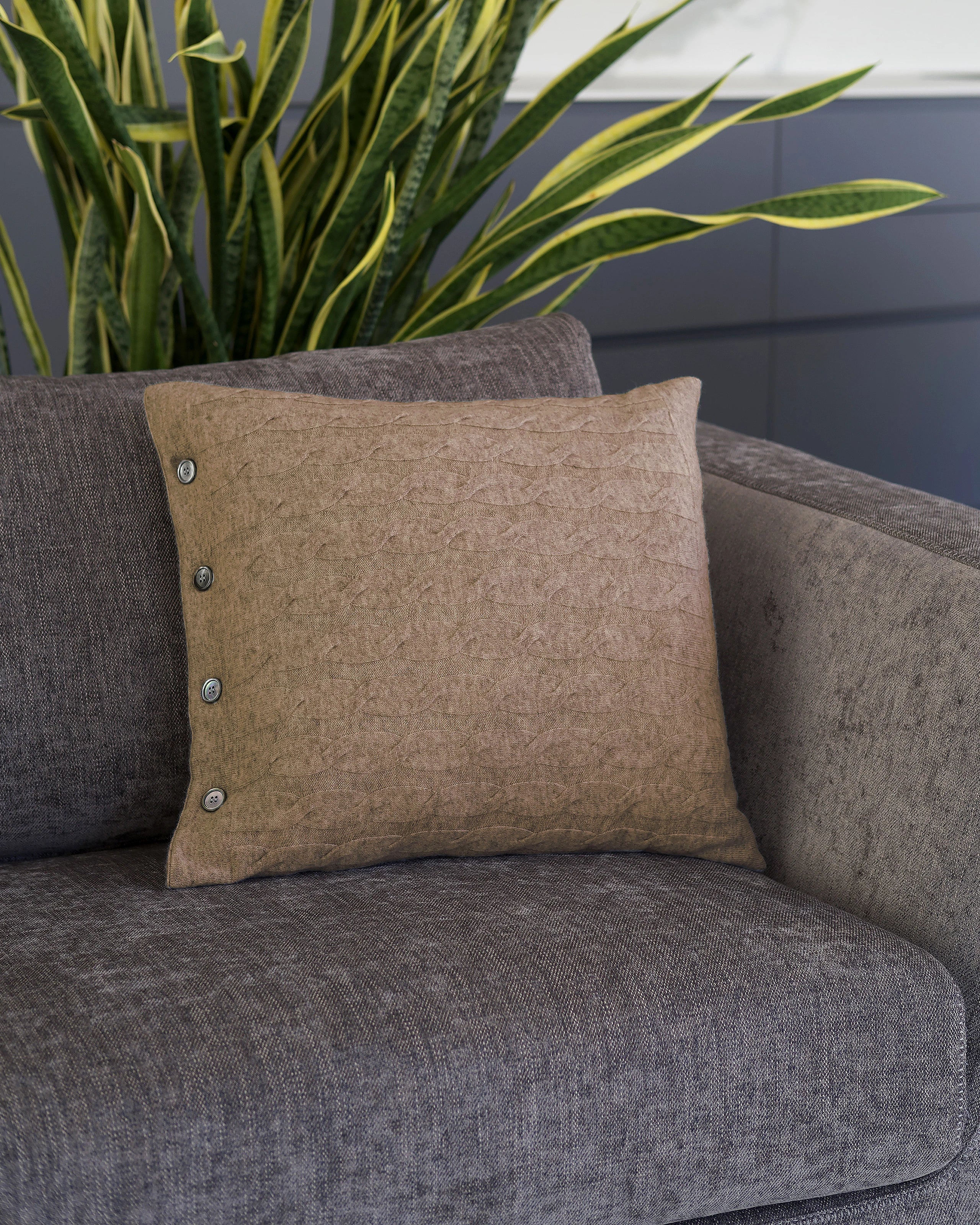 Cable Knit Pillow - Taupe Cashmere