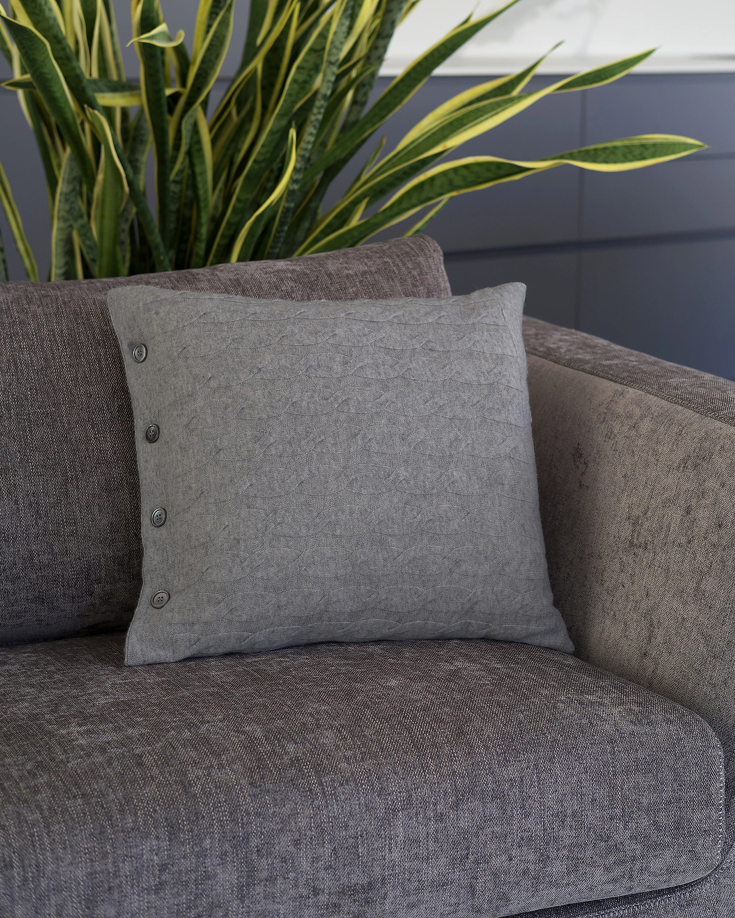 Cable Knit Pillow - Medium Grey Cashmere