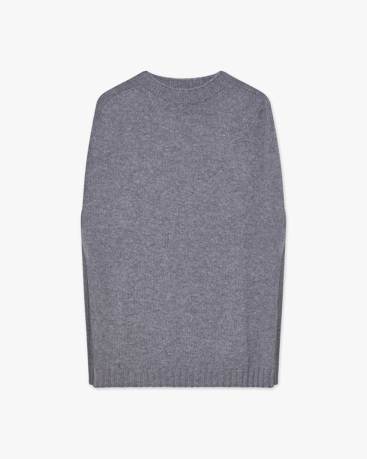 Crew Neck Cape - Medium Grey Cashmere