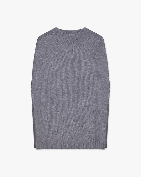 Crew Neck Cape - Medium Grey Cashmere