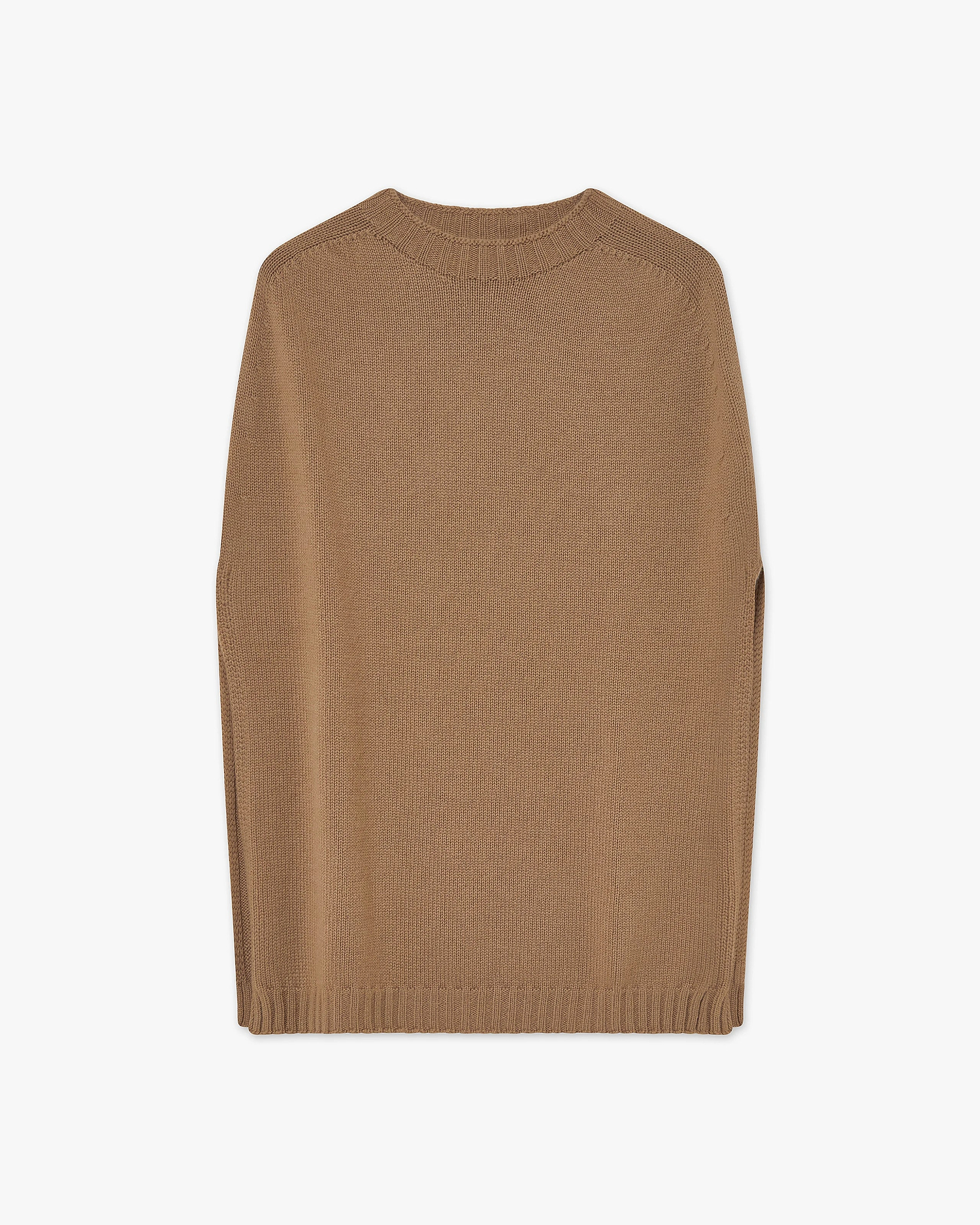Crew Neck Cape - Camel Cashmere