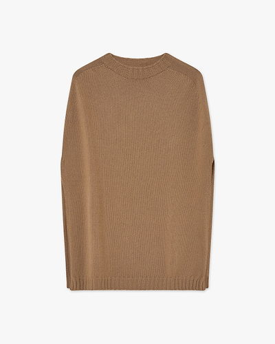 Crew Neck Cape - Camel Cashmere