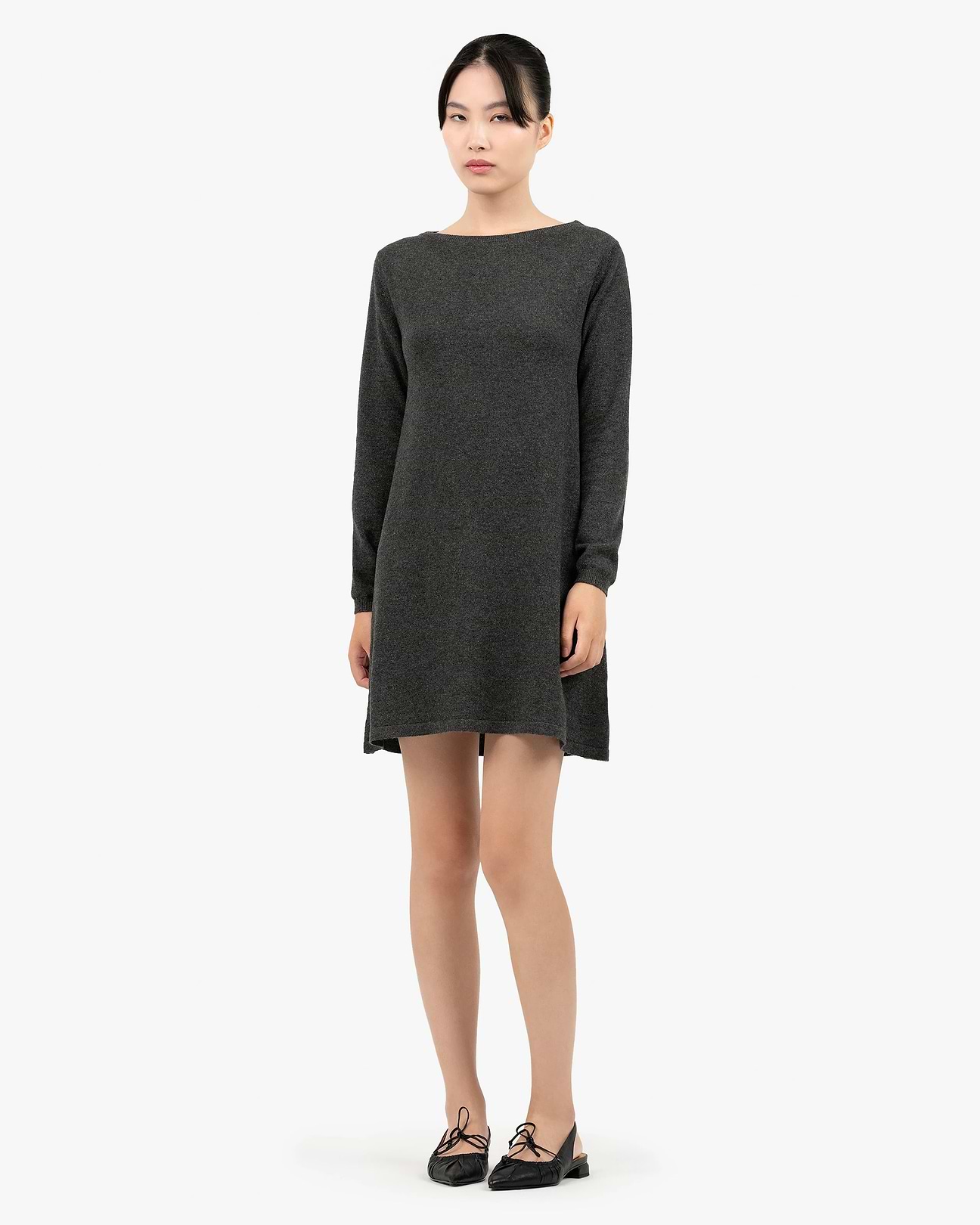 grey boatneck dress Grey boat neck dress for women, Gray knee length, clothing knit wool dress, winter spring fashion, Oversize long sweater