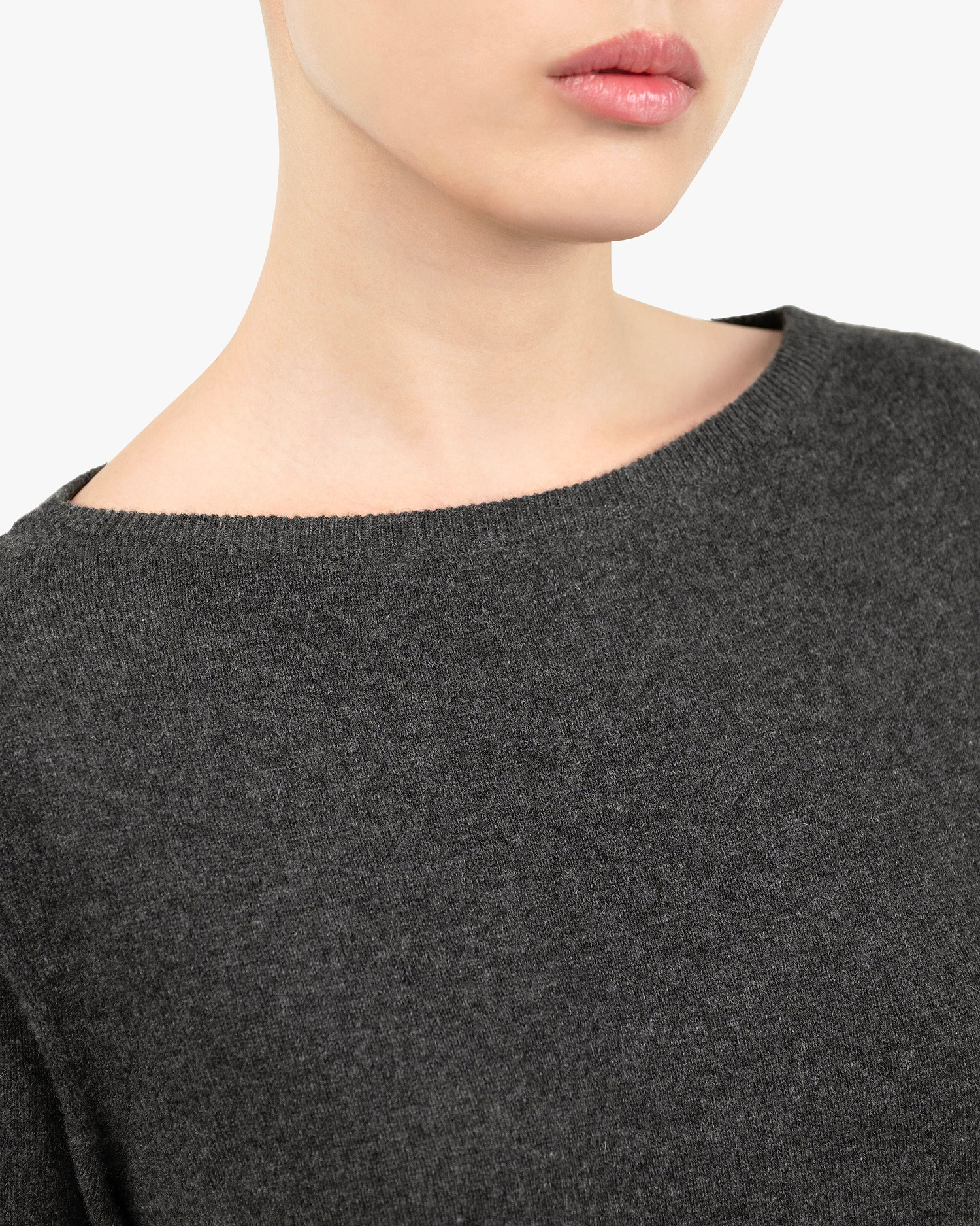 Florenz Boat Neck Dress - Charcoal Cashmere