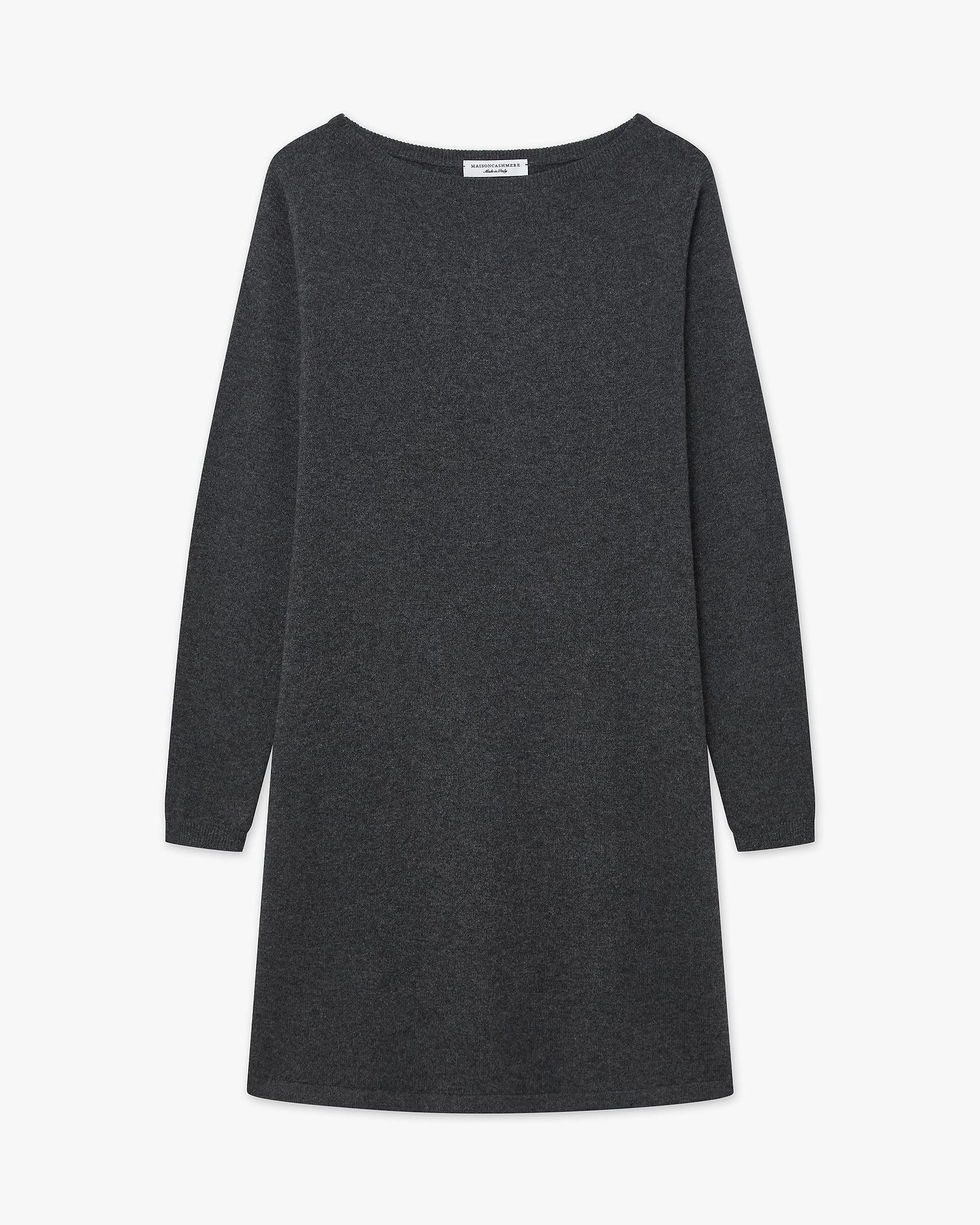 Florenz Boat Neck Dress - Charcoal Cashmere