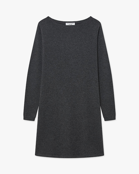 Florenz Boat Neck Dress - Charcoal Cashmere