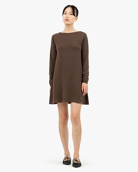 Florenz Boat Neck Dress - Brown Cashmere