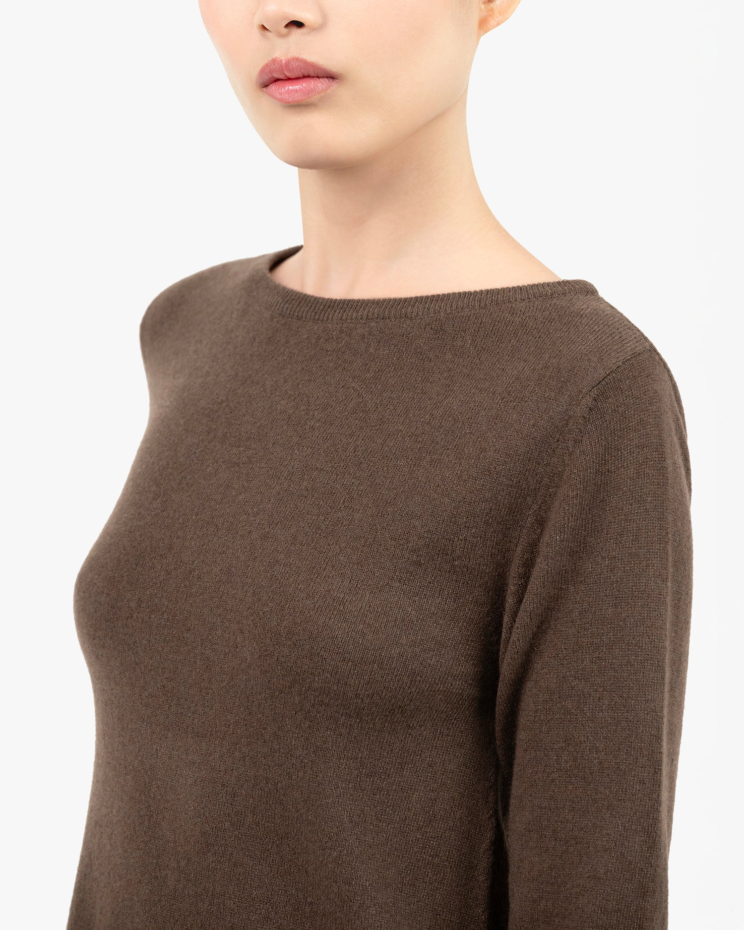 Florenz Boat Neck Dress - Brown Cashmere