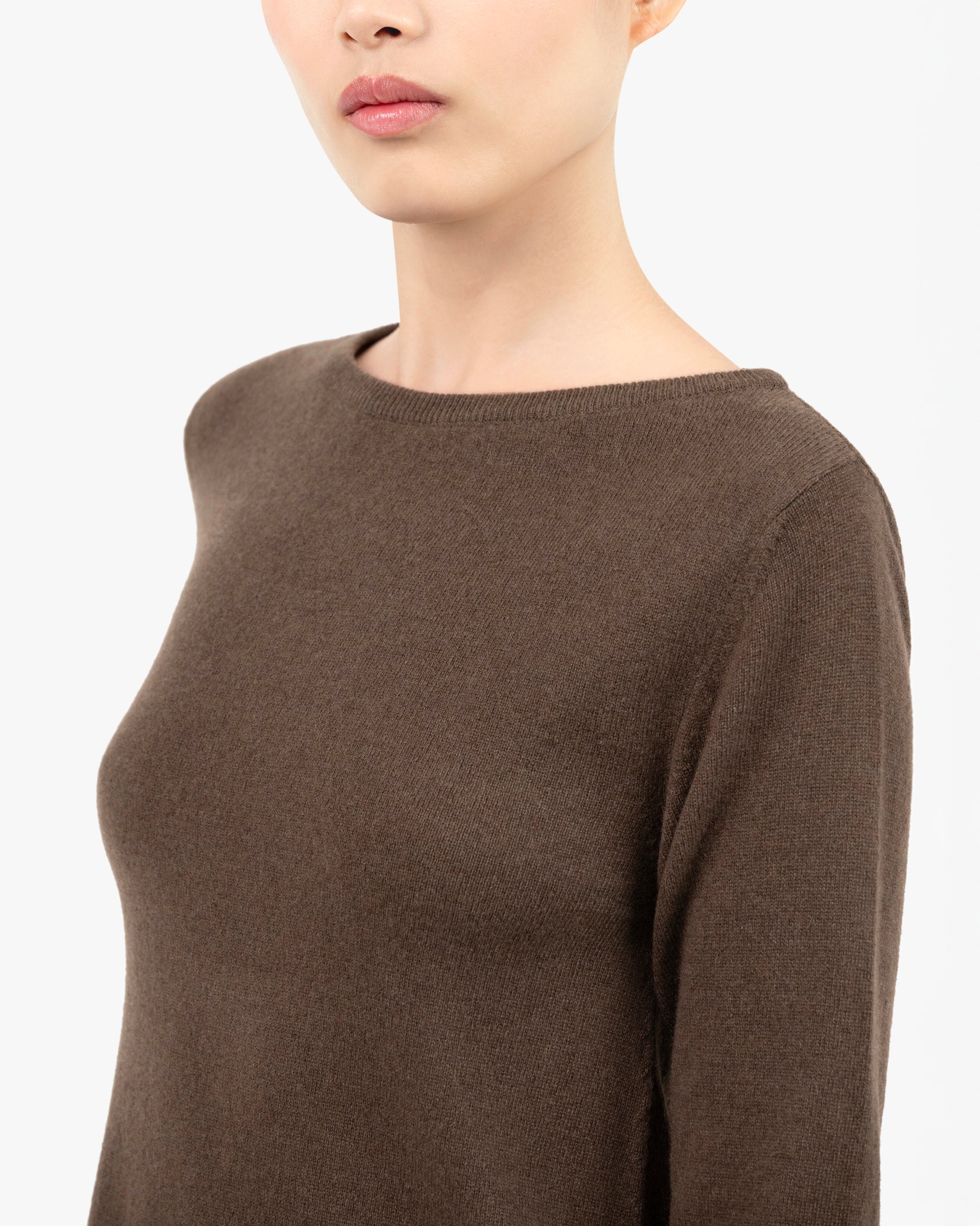 Florenz Boat Neck Dress - Brown Cashmere