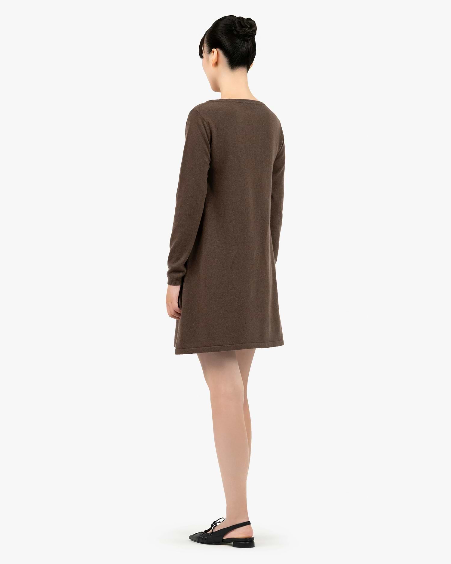 Florenz Boat Neck Dress - Brown - Cashmere - Made in Italy Florenz Boat Neck Dress - Brown - Cashmere - Made in Italy