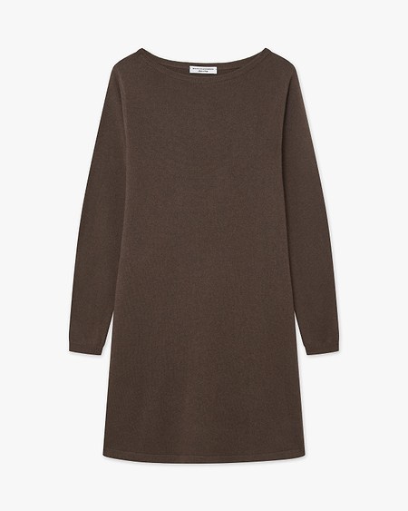 Florenz Boat Neck Dress - Brown Cashmere