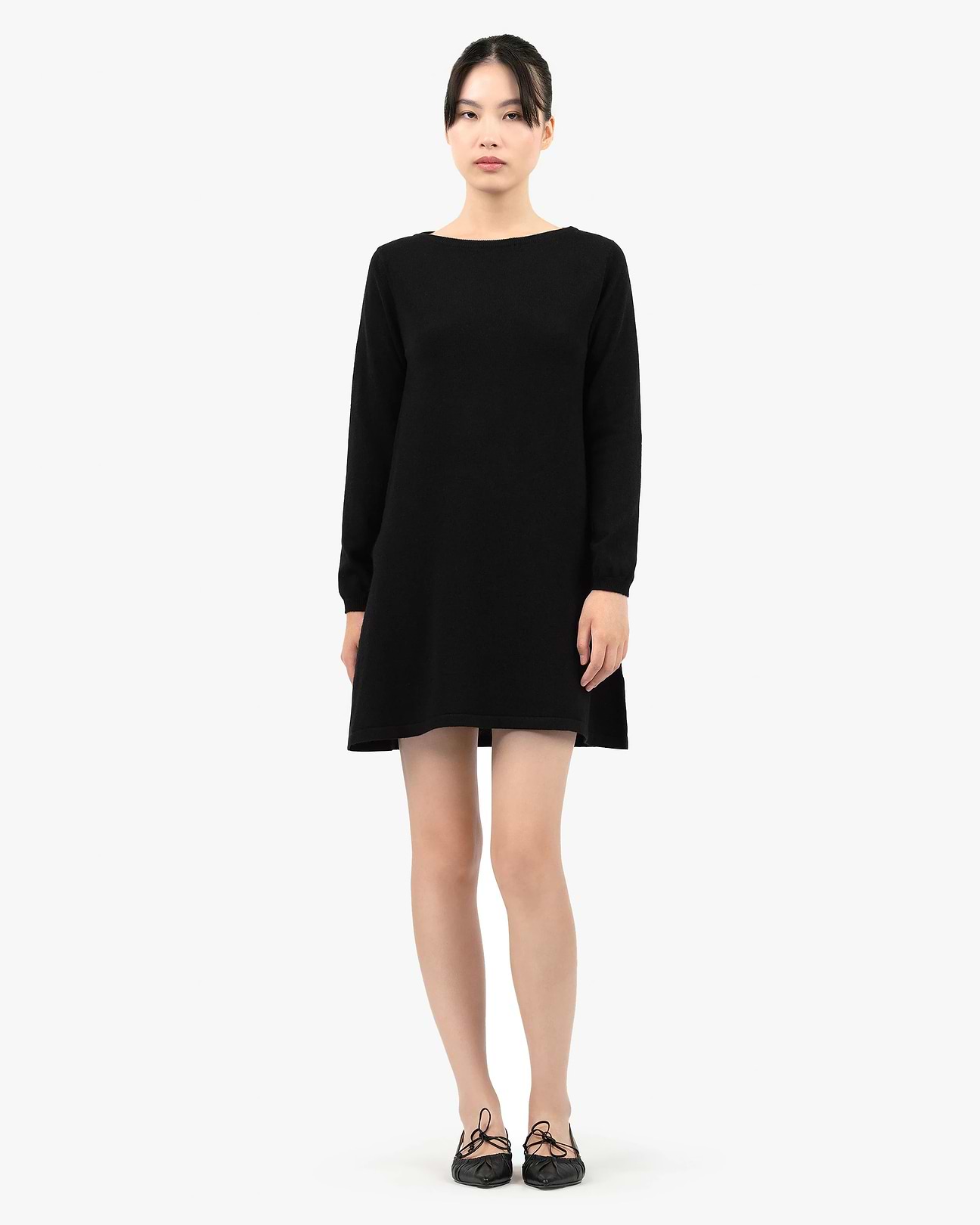Florenz Boat Neck Dress - Black - Cashmere