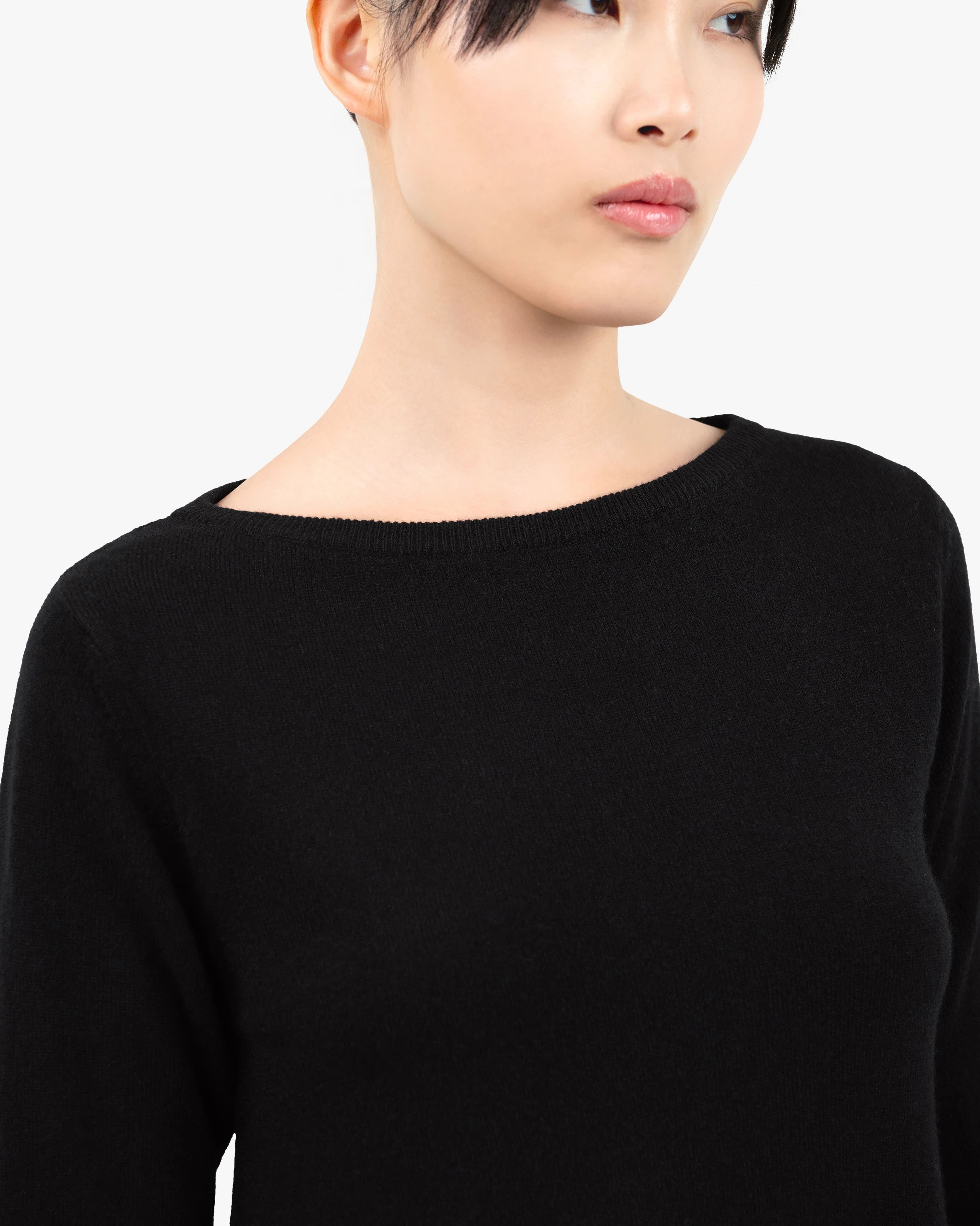Florenz Boat Neck Dress - Black Cashmere