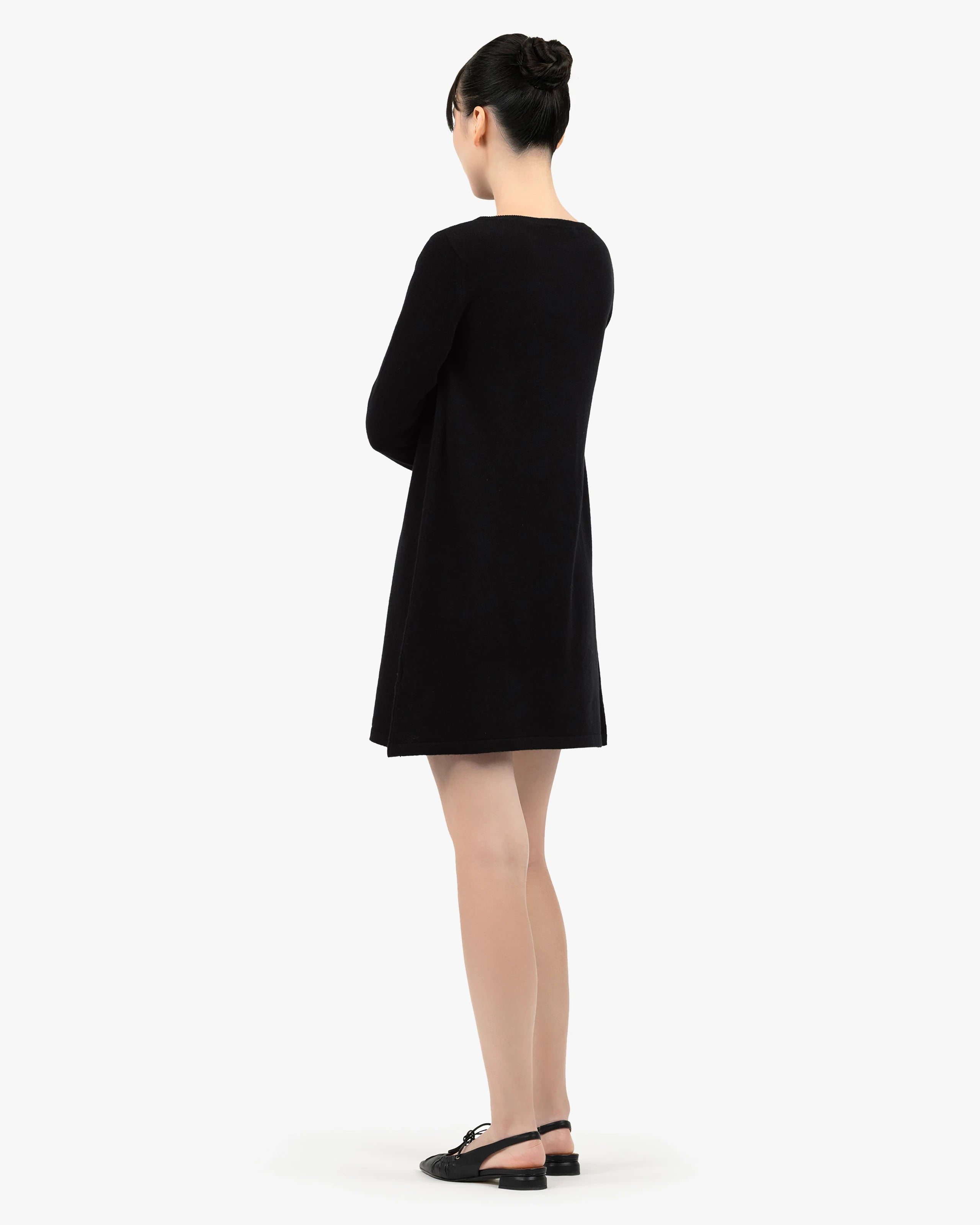 Florenz Boat Neck Dress - Black Cashmere